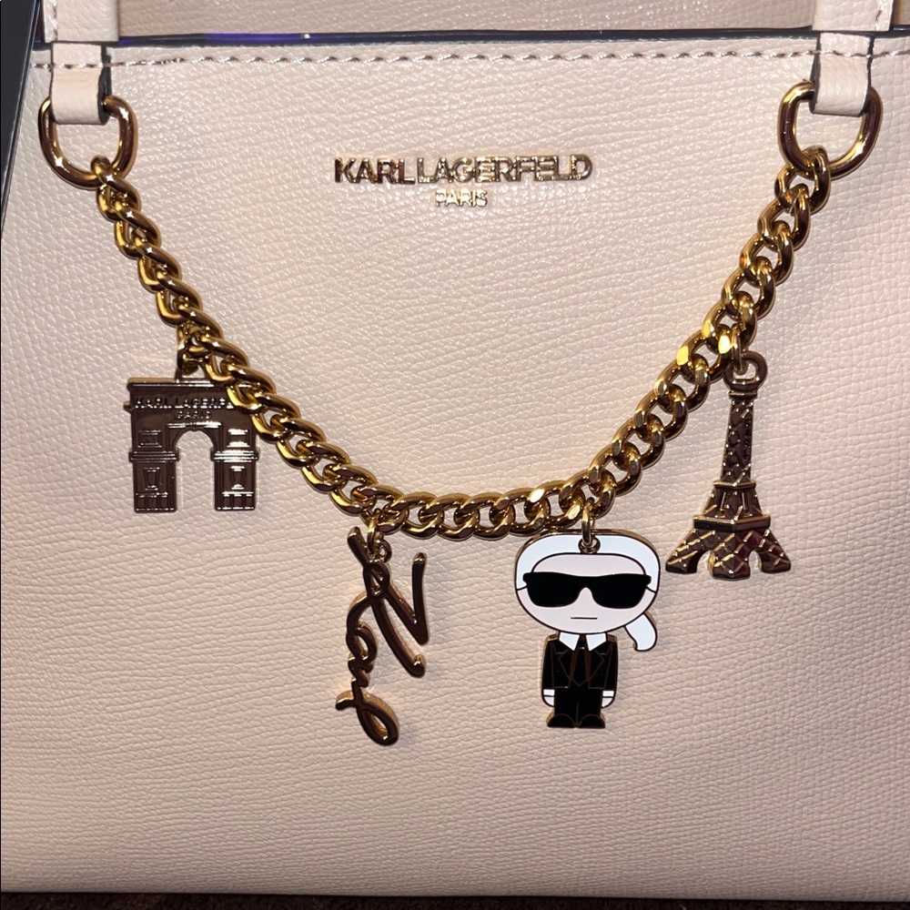 *RARE* 💎Karl Lagerfeld Beige Satchel with Gold Parisian Chain - DISCONTINUED!